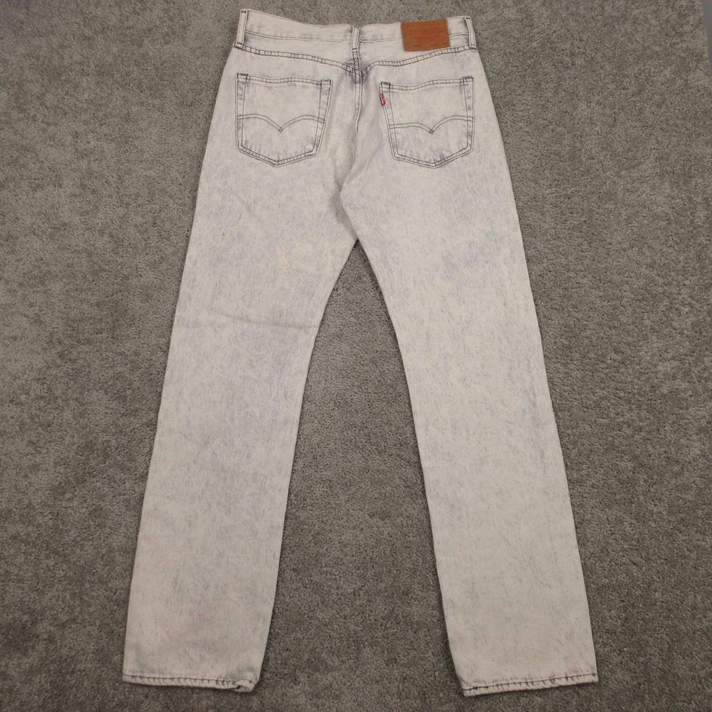 Levis Jeans Mens 31x32 Gray 501 Button Fly Original Straight‎ Acid Wash Denim